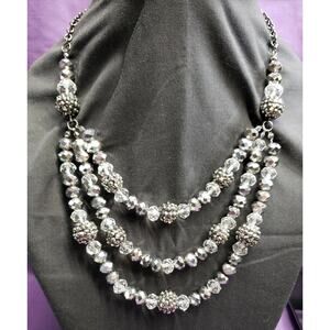 Style & Co Three Tier Gunmetal and Glass Bead Necklace, with tags
